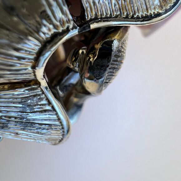 CORO TEXTURED FEATHER LEAF GOLD TONE MCM PANELED LINK NECKLACE BRACELET SET - Picture 6 of 11